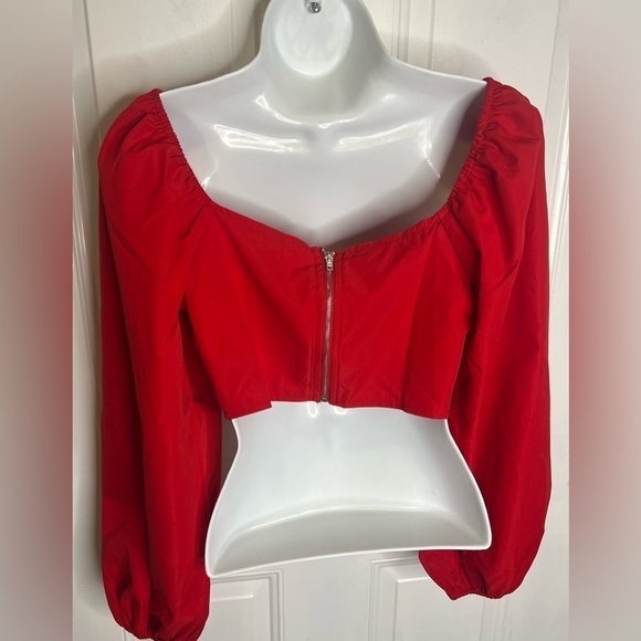 SHEIN Privé Ruched Bust Square Neck Bishop Sleeve Blouse SZ M - Picture 8 of 14